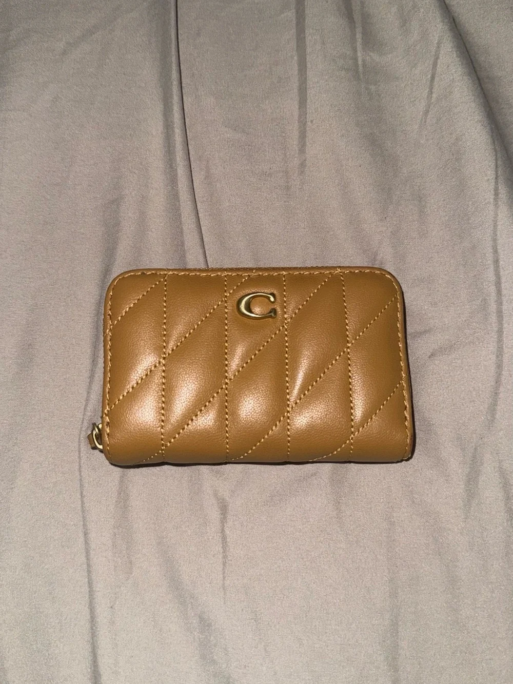 Coach Quilted Zip Wallet in Honey Brown